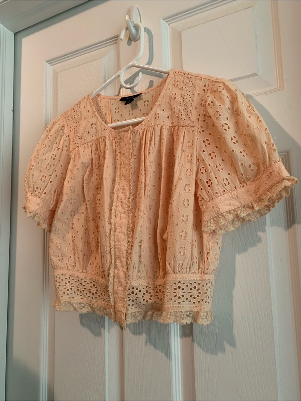 J. Crew Peach Eyelet Lace Top